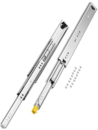VEVOR Glissière de tiroir à extension complète, 1 paire, coulisse de tiroir verrouillable, 450 mm, capacité de charge 113,4 kg, rail coulissant à montage latéral avec roulement à billes et verrou