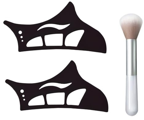 JAWUZ 2PCS plantilla eyeliner, plantilla de delineador de ojos reutilizable con pinceles de maquillaje