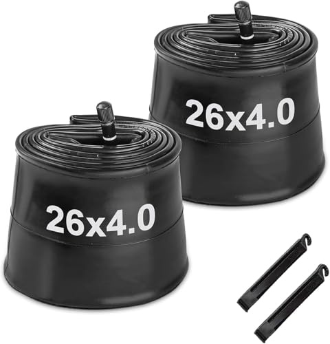 26x4 Fat Bike Inner Tube: Hycline 2-Pack Electric Fat Tire Tubes AV 32mm Schrader Valve, Premium Butyl Rubber Puncture Resistant Replacement Tubes with 2 Tire Levers