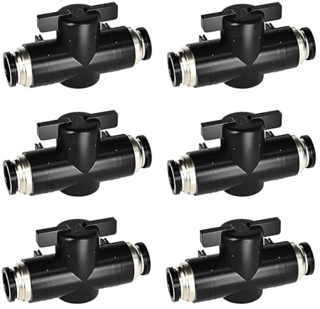 6 Stück Pneumatik Absperrhahn 6mm Pneumatik Steckverbinder Gerade Pneumatischer Kugelhahn mit Absperrhahn Push to Connect Steuerventilfittings für Schnellen Anschluss von Luftleitungen