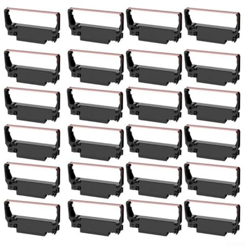 Ruban encreur ERC-30/34/38 B/R compatible avec NK506 ERC30 ERC38 (lot de 24) (noir)