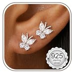 Adramata Boucle d'Oreille Argent 925 Femme Fille Petites Boucles d'Oreilles en Zircon Cubique Hypoallergénique Piercing Oreille Helix Piercings Tragus Boucle d'Oreille Femme Argent/Or
