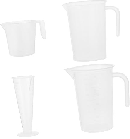 PRETYZOOM 4 Piezas Vasos Medidores de Plástico Transparente Ecológico con Cuerpo y para Cocina y Repostería