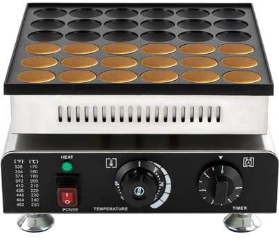 Máquina de panqueques mini de 36 ollas,Máquina de gofres eléctrica redonda Fabricación de panqueques, muffins y gofres Restaurantes Control inteligente Revestimiento antipegajoso Negro,Plata