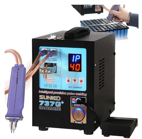 737G+ Battery Spot Welder, Pulse Welding Machine for 18650 14500 Lithium Battery, Works with 0.35mm Nickel Strips, 220V