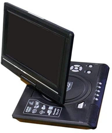 DVD-spelare 9,8 Tums Bärbar Hem-bil VCD CD-spel-TV-spelare USB 270° Roterbar Skärm Fjärrkontroll Mediaspelare FM-funktion