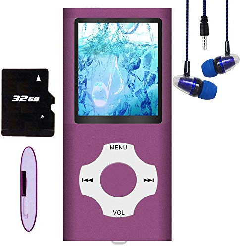 Hotechs Slim Design MP3 Player MP4 Player with 32GB Memory Card Digital LCD Display 1.8 Inch Display FM Radio
