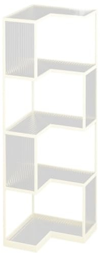 BIOMICE Corner Shelf Standing Corner Stand 4-Tier Glass Shelf Decorative Bookshelf with Storage for Living Room Storage Stand(B)