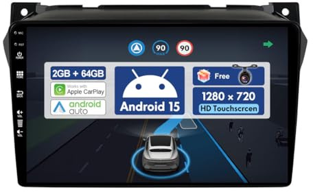 BXLIYER 9 Pouce Autoradio pour Suzuki Alto Nissan Pixo (2009-2016) GPS Radio - sans Fil Carplay Android Auto - Android 15 - Caméra arrière - 2 Din - Dab Volant WLAN Bluetooth DSP 4G
