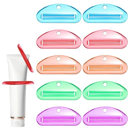 10 Stück Tubenquetscher für Alle Tube, Plastik Zahnpastatube Quetschspender Tubenausdrücker Tubenpresse Zahnpasta Quetscher Ausdrücker für Zahnpasta Schuhcreme Haarfärbemittel Handcreme, 5 Farben
