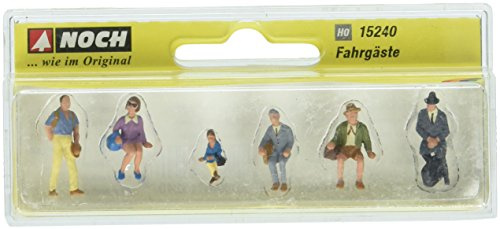 NOCH Fahrgäste, handbemalte Modellfiguren, 6-teilige Set für Spur H0, ideal für Dioramas und Modellbahn-Bahnhöfe