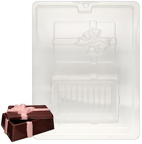 Cybrtrayd Life of the Party Large Box with Bow Chocolate Candy Mold in Sealed Protective Poly Bag Imprinted with Copyrighted Cybrtrayd Molding Instructions