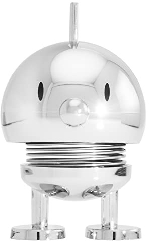 Hoptimist Bumble, wobble figur, skandinavisk dekoration för vardagsrum, skrivbord, kontor, hall, badrum, modern & skandinavisk, bra present, 4,5 x 5,8 x 7,6 cm, Liten, krom