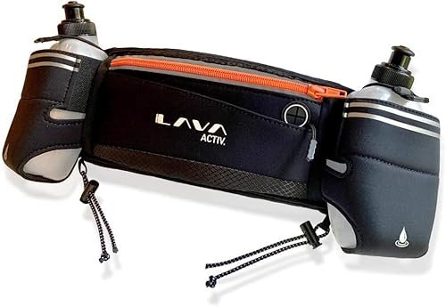 Lava Activ Hydrabelt Running Belt with Water Bottles | Adjustable Hydration Waist Belt | 2 Phone Pockets