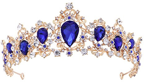 Frcolor Tiara Krone für Frauen, Strass Ast Queen Crowns Hochzeit Tiaras Kronen Stirnband (blau)