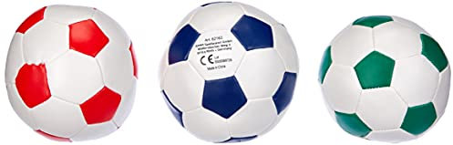Lena 62163EC Soft-Fußbälle blau/grün/rot 10 cm - Softball Fußball aus Schaumstoff im 3er Set für Langen Ballspielspaß, Kinder Schaumstoffball Set Indoor & Outdoor