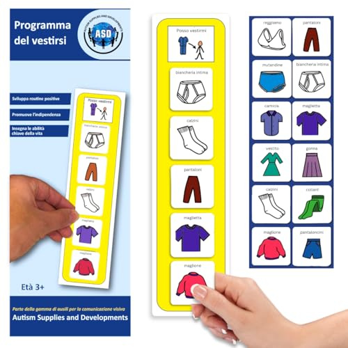 Agenda Visiva per Vestirsi, 5 Passi per Bambini Autistici (Italiano) | 5 passi, routine del mattino, bambini ADHD, scuola/casa, abbigliamento inclusivo, PCS Boardmaker, compatibile con PECS