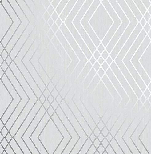 Shard Trellis Wallpaper Silver Grey Geometric Metallic Fine Decor from YöL