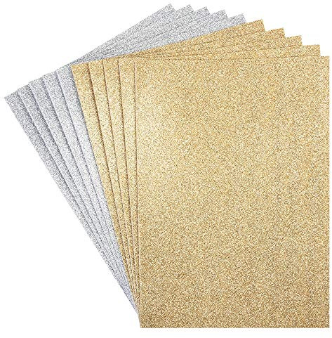 Ideen mit Herz Moosgummi-Platten mit Glitzer | selbstklebend | DIN A4 | 2mm | 10 Bogen | Bastelschaumstoff, EVA-Platten | ideal zum Basteln (gold & silber)