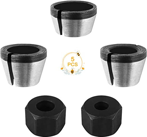 Ruicaifu 5pcs Adaptador de Mandril Portabrocas de Enrutador Adaptador de Piezas de Fresadora de 6/6.35/8 mm para Carpintería, Grabado, Recorte, Tallado, Máquina Herramienta