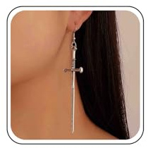 Cimenexe Gotische Schwert Ohrringe in Silber - Retro Lange Messerdesign-Schmuck für Frauen und Mädchen