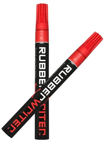 ColorLugs RubberWriter Paint Pen for Car Tires | Oil-Based Marker for Tire Lettering | Waterproof Ink | Fast Drying | Medium Size Tip | Apply at Home | Color: Red | Pack of 2 Pens