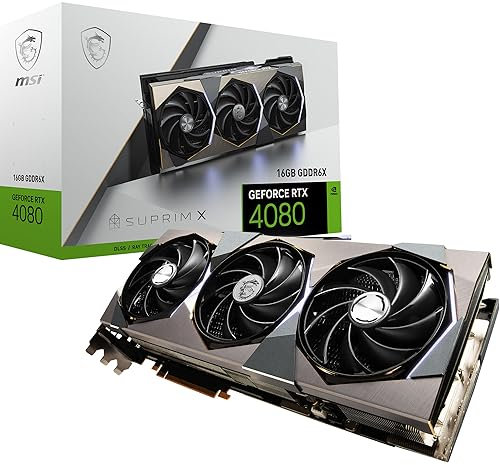 MSI GeForce RTX 4080 16GB SUPRIM X Gaming Grafikkarte - NVIDIA RTX 4080, 16GB GDDR6X Speicher, 256-bit, 22,4 Gbps