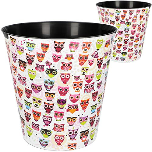 Papierkorb - Behälter Modell wählbar 10 Liter - wasserdicht - 28 cm - aus Kunststoff - Bunte Eulen Mülleimer Eimer - auch als Blumentopf & Getränkekühle..