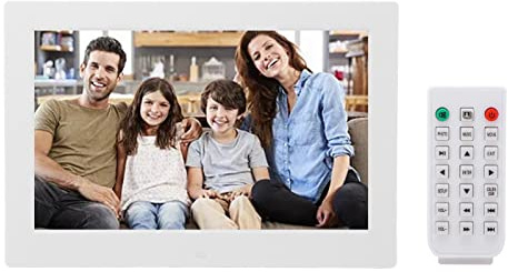 Digitaler Bilderrahmen, 13-Zoll-LED-1080P-HD-Digitalbildschirm, Elektronischer Bilderrahmen mit Fernbedienung, Wiedergabe von Videomusik, Wandmontage, Geschenke für die Familie(EU-Stecker)