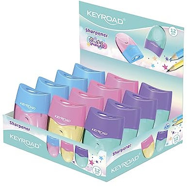 KEYROAD Doppio temperamatite ergonomico WAVE pastello/12 pezzi/plastica/matite e pastelli/colori misti/temperamatite Sharpener