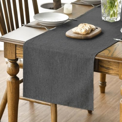 Artoid Mode Grau Tischläufer, Herbst Abwaschbar Küche Esstisch Tisch Dekoration Drinnen Urlaub Party Dekor 40x180 cm | Saisonal Herbst Abwaschbar Küche Esstisch Tisch Dekoration Drinnen Urlaub Party Dekor