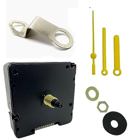 Ticking Battery Operated Automic UK Radio Controlled Clock Movement Mechanism/Motor Quartz MSF Signal (1, 55mm Yellow Plastic Hands)