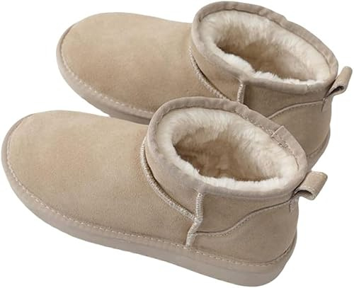 cutecool Mini bottes pour femme, mini bottines classiques avec doublure en fourrure, bottes d'hiver chaudes doublées de fourrure avec revêtement antidérapant