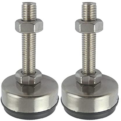 2 Stück M12 x 60 mm verstellbare Möbel-Nivellierfüße, Fußschalen aus Edelstahl mit Gewinde, Nylonbasis 65 mm Durchmesser, for Sofa, Schrank, Werkstätten, Büros
