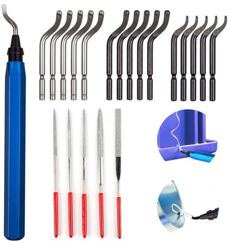 Entgrater Werkzeug Universal, 15-teiligem Ersatz- und 5-Diamant-Feilen-Set, Metallgriff Handentgrater, Handentgrater Entgratwerkzeuge Entgrater für 3D Drucker Kunststoff Aluminium Kupfer Edelstahl