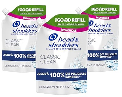 Head & Shoulders Shampooing Antipelliculaire Classic, Recharge 3 x 550 ml, Jusqu’à 100% Des Pellicules Éliminées, Cliniquement Prouvé, Testé Sous Contrôle Dermatologique