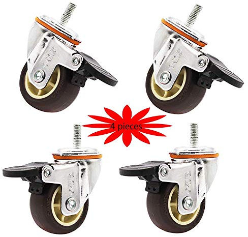IBOWZ Transportrollen Lenkrollen 1,5-Zoll-Lenkschaftrollen Ø 38 mm,Schraubbolzen M6 * 15,Gummi-Möbelrolle mit Staubring,Belastung 200 lb,stumm