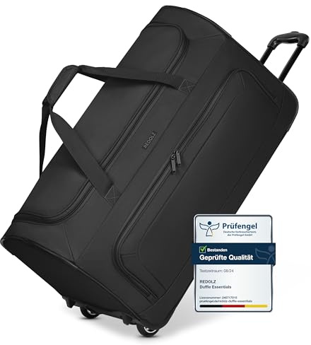 REDOLZ borsone da viaggio con ruote L 71 cm | trolley morbido 83 L leggero per uomo e donna | Duffle Essentials