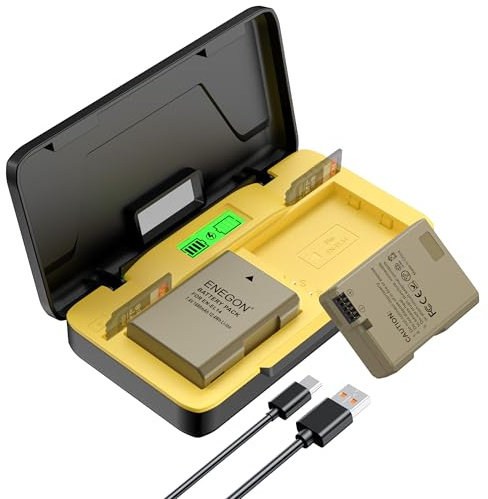 ENEGON EN-EL14 20W Dual Battery Storage Schnellladegerät Set (2X 1680mAh) Kompatibel mit Nikon D3100, D3200, D3300, D3400, D3500, D5100, D5200, D5300, D5500, D5600, LCD-Display