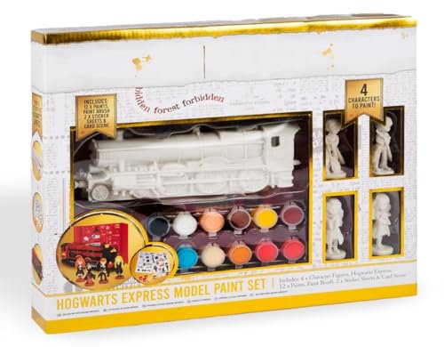 Fizporium Hogwarts Express Model Paint Set | Harry Potter Train Kit with 4 Character Figures | 12 Paints, Brush & Stickers | Perfect Creative Gift for Kids