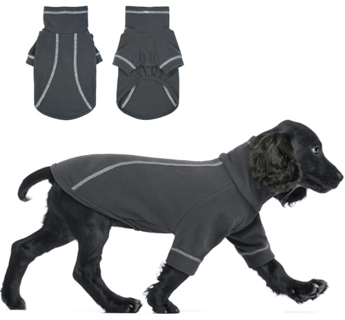 Hjumarayan Hundepullover Kleine Hunde - Dehnbarer Fleece Pullover Kleine Hund, Hundekleidung Warm Rollkragen Hundepulli mit Beinen, Hunde Klamotten für Shih Tzu, Mops, Dunkelgrau M