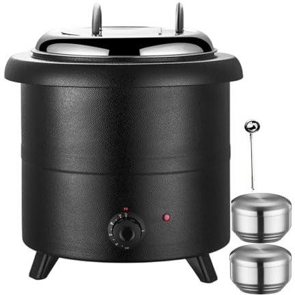 forplubossmmp Scalda Zuppa Elettrico da 400W / Scalda Cibo A Buffet 35-80 ℃ Bollitore per Zuppa con 2 Ciotole per Riso E 1 Cucchiaio per Zuppa/Stufa Elettrica per Zuppa per Bancarelle di Cibo,Black