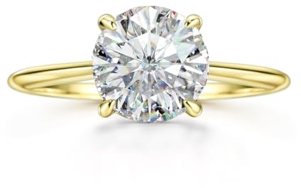 Michooyel 18K guldpläterad rundskuren Solitare 925 sterlingsilver | 2k förlovningsring kvinnor, vigselring, löftesring kubisk zirkonia, N1/2, Ädelsten, Kubisk zirkonia