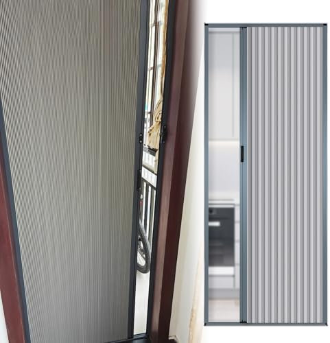 Falttür Falttüren Grau Falttür Ohne Bohren Waben Mit Schloss, 60 70 84 90 100 110 120 CM Breit Nach Maß Falttüren Innentüren Raumtrenner Mit Aluminiumrahmen, Für Schlafzimmer/ Flur(WxH 90cmx195cm)