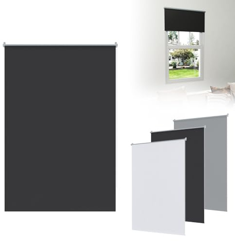 ACXIN Tenda a rullo oscurante Klemmfix, senza fori, 120 x 210 cm, tenda termica per finestre, tenda avvolgibile per finestre e porte, protezione solare (nero)