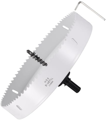 METALLIXITY Sierra Perforadora Bimetálica 210mm, M42 HSS Sierra Taladro con Llave Hexagonal, Punta Guía y Resorte para Taladrar, Chapa Metálica, Placas de Plástico y Tableros de PVC, Blanco