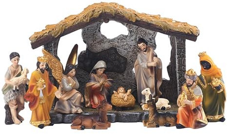 Obelunrp Krippe Figuren Set Weihnachten Mini Traditionelles Harz Jesus Geburtsdekorationen 1Set, Krippe Figuren