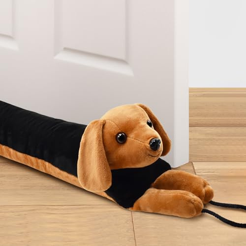 Yiomxhi Boudin de Porte Isolant Froid, Bas de Porte Anti Courant d'Air avec Boucles de Suspension, étanchéité Fenêtre Joint de Portes D'entrée pour Bloqueur de Bruit (Chien)