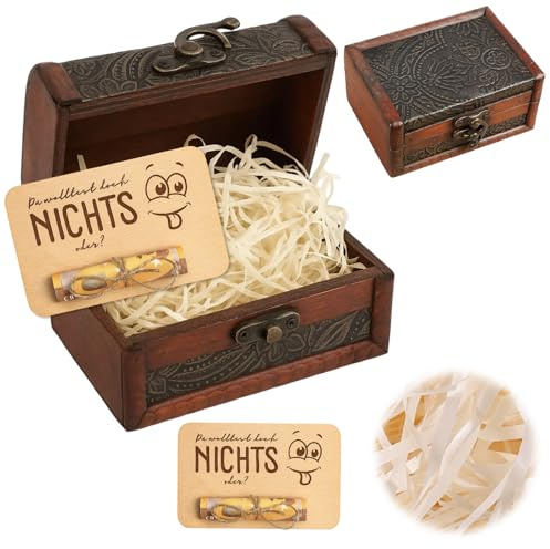 YQOPDEBD Nichts Geschenk, NIX Geschenk für Papa, Geschenk nix, Lustiges Geschenk mit Vintage Holzkiste, Hochzeit, 12cm x 8,5cm x 6cm