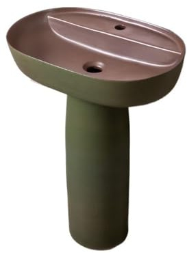 Lavandino a piedistallo Lavandino da esterno con piedistallo in ceramica di lusso leggero con rubinetto e kit di scarico